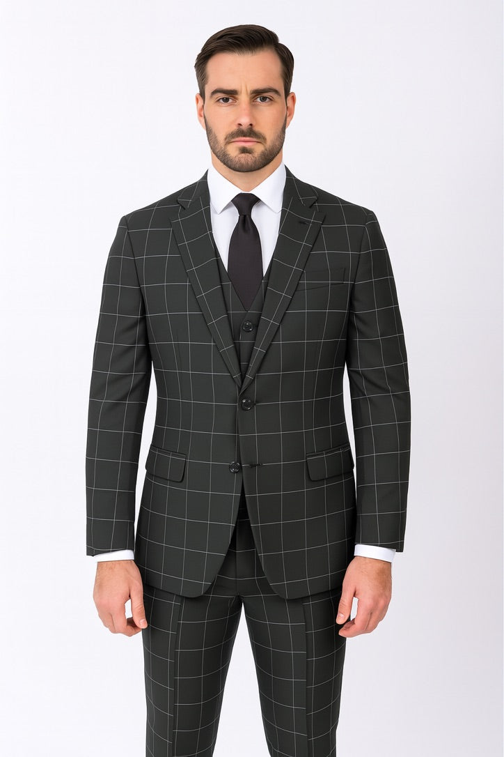 CELINI: Plaid 3pc. Suit 7852